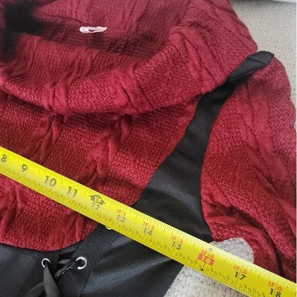 Red Sweater Black Corset Long sleeve Dress Size Medium - Picture 6 of 9